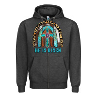 Charcoal Heather He Is Risen Zipper Hoodie - RanaPortraitStore