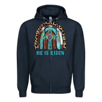 Navy He Is Risen Zipper Hoodie - RanaPortraitStore