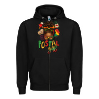 Black juneteenth afro messy bun postal girl Zipper Hoodie - texasbilliewilder