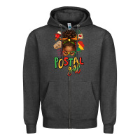 Charcoal Heather juneteenth afro messy bun postal girl Zipper Hoodie - texasbilliewilder