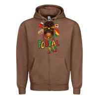 Chestnut juneteenth afro messy bun postal girl Zipper Hoodie - texasbilliewilder