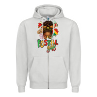 Dove Grey juneteenth afro messy bun postal girl Zipper Hoodie - texasbilliewilder