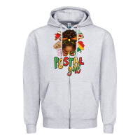 Juneteenth Afro Messy Bun Postal Girl Zipper Hoodie | Teevron