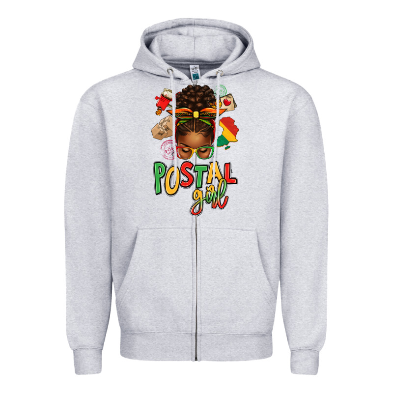 Juneteenth Afro Messy Bun Postal Girl Zipper Hoodie by texasbilliewilder | Teevron