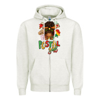 Oatmeal Heather juneteenth afro messy bun postal girl Zipper Hoodie - texasbilliewilder