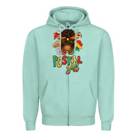 Seafoam juneteenth afro messy bun postal girl Zipper Hoodie - texasbilliewilder