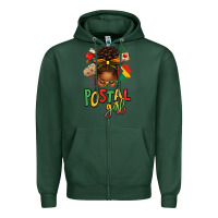 Sports Green juneteenth afro messy bun postal girl Zipper Hoodie - texasbilliewilder