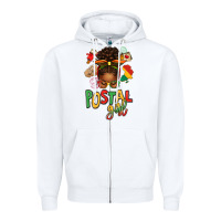 White juneteenth afro messy bun postal girl Zipper Hoodie - texasbilliewilder