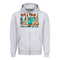 Heather Grey But i think i love Fall most of all gnome Zipper Hoodie - RanaPortraitStore