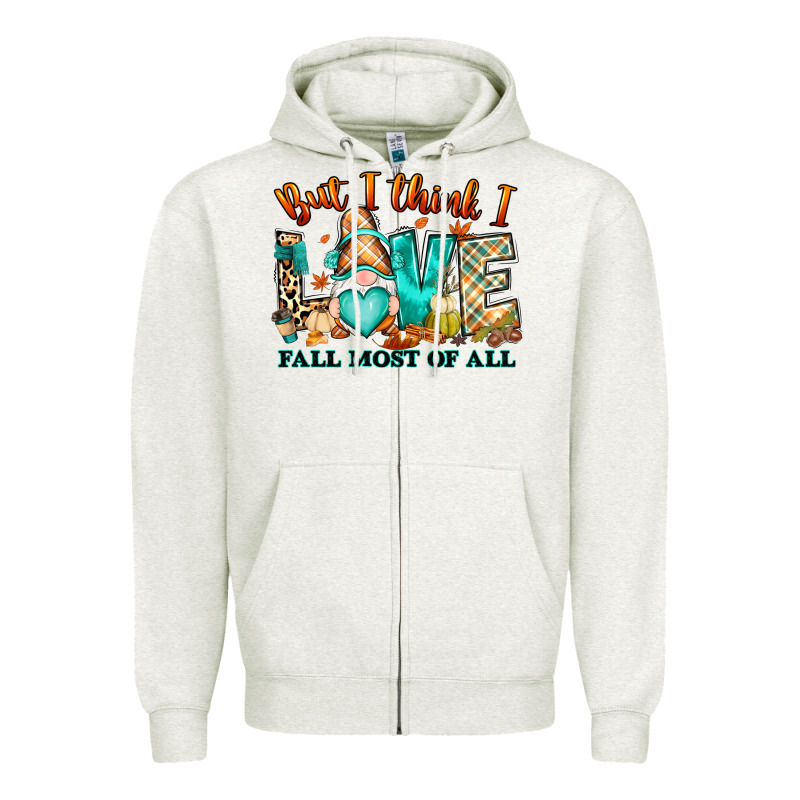 But I Think I Love Fall Most Of All Gnome Zipper Hoodie by RanaPortraitStore | Teevron