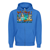 True Royal But i think i love Fall most of all gnome Zipper Hoodie - RanaPortraitStore