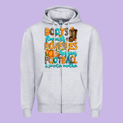 Zipper Hoodie Boots flannels bonfires leggins American Football