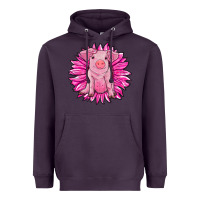 Plum pink sunflower pig Heavyweight Hoodie - RanaPortraitStore