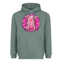 Sage pink sunflower pig Heavyweight Hoodie - RanaPortraitStore