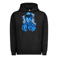 Pigment Black blueribbon with boxing gloves Urban Hoodie - NancyCooperArtShop