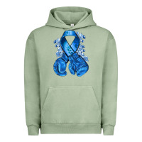 Pigment Oil Green blueribbon with boxing gloves Urban Hoodie - NancyCooperArtShop