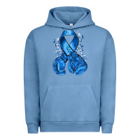 Pigment Pebble Blue blueribbon with boxing gloves Urban Hoodie - NancyCooperArtShop