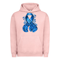 Pigment Salmon blueribbon with boxing gloves Urban Hoodie - NancyCooperArtShop