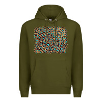 Army Green leopard with turquoise glitter Premium Hoodie - Artiststas