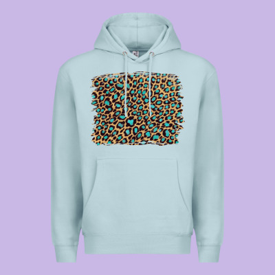 Leopard With Turquoise Glitter Premium Hoodie Designed By Artiststas