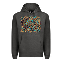 Charcoal Heather leopard with turquoise glitter Premium Hoodie - Artiststas