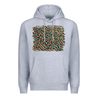 Heather Grey leopard with turquoise glitter Premium Hoodie - Artiststas