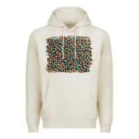 Oatmeal Heather leopard with turquoise glitter Premium Hoodie - Artiststas