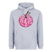 Heather Grey pink pumpkin with breast cancer ribbons Heavyweight Hoodie - RanaPortraitStore