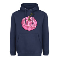 Navy pink pumpkin with breast cancer ribbons Heavyweight Hoodie - RanaPortraitStore