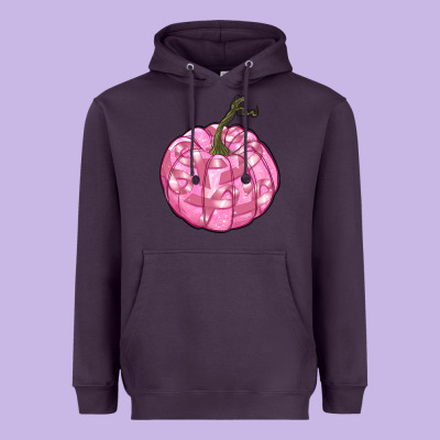 Pink Pumpkin With Breast Cancer Ribbons Heavyweight Hoodie Designed By Ranaportraitstore
