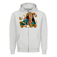 Dove Grey Fall afro woman with coffee Zipper Hoodie - RanaPortraitStore
