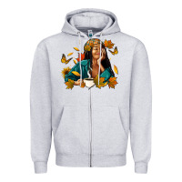 Heather Grey Fall afro woman with coffee Zipper Hoodie - RanaPortraitStore