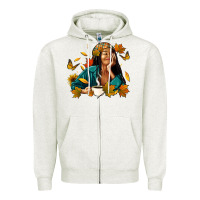 Oatmeal Heather Fall afro woman with coffee Zipper Hoodie - RanaPortraitStore