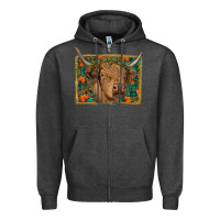 Charcoal Heather Fall Cow Zipper Hoodie - RanaPortraitStore