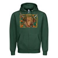 Sports Green Fall Cow Zipper Hoodie - RanaPortraitStore