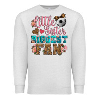 Oatmeal Heather little sister biggest fan soccer Premium Sweatshirt - HRA Design Shop