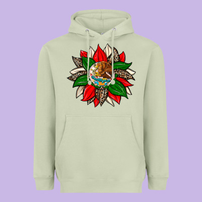 Mexican Flag Sunflower Heavyweight Hoodie Designed By Zillion Design Studio