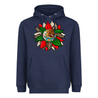 Navy mexican flag sunflower Heavyweight Hoodie - Zillion Design Studio