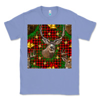 Colony Blue christmas deer and bell seamless pattern Classic Tee - BundleAndBundleShop