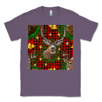 Lavender christmas deer and bell seamless pattern Classic Tee - BundleAndBundleShop