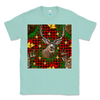 Seafoam christmas deer and bell seamless pattern Classic Tee - BundleAndBundleShop