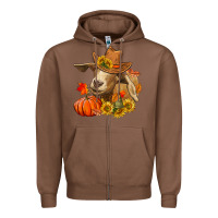 Chestnut Fall Goat Zipper Hoodie - RanaPortraitStore