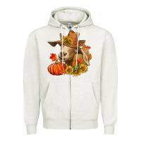 Oatmeal Heather Fall Goat Zipper Hoodie - RanaPortraitStore