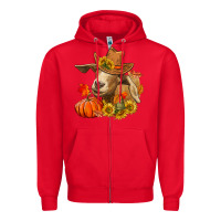 Red Fall Goat Zipper Hoodie - RanaPortraitStore