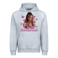 Heather Grey breast cancer awareness afro woman Urban Hoodie - NancyCooperArtShop