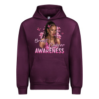 Mauve Wine breast cancer awareness afro woman Urban Hoodie - NancyCooperArtShop