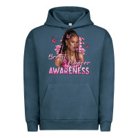 Pigment Midnight Navy breast cancer awareness afro woman Urban Hoodie - NancyCooperArtShop