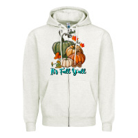 Oatmeal Heather Happy Fall Y'all Pumpkins Zipper Hoodie - RanaPortraitStore