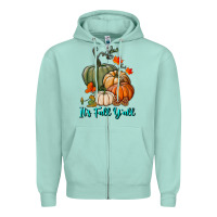 Seafoam Happy Fall Y'all Pumpkins Zipper Hoodie - RanaPortraitStore
