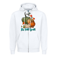 White Happy Fall Y'all Pumpkins Zipper Hoodie - RanaPortraitStore